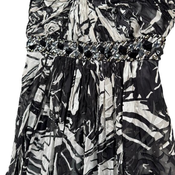 BCBGMaxAzria Maxi Dress Evening Gown Black White Strapless Silk Beaded Size 4P - Picture 15 of 15